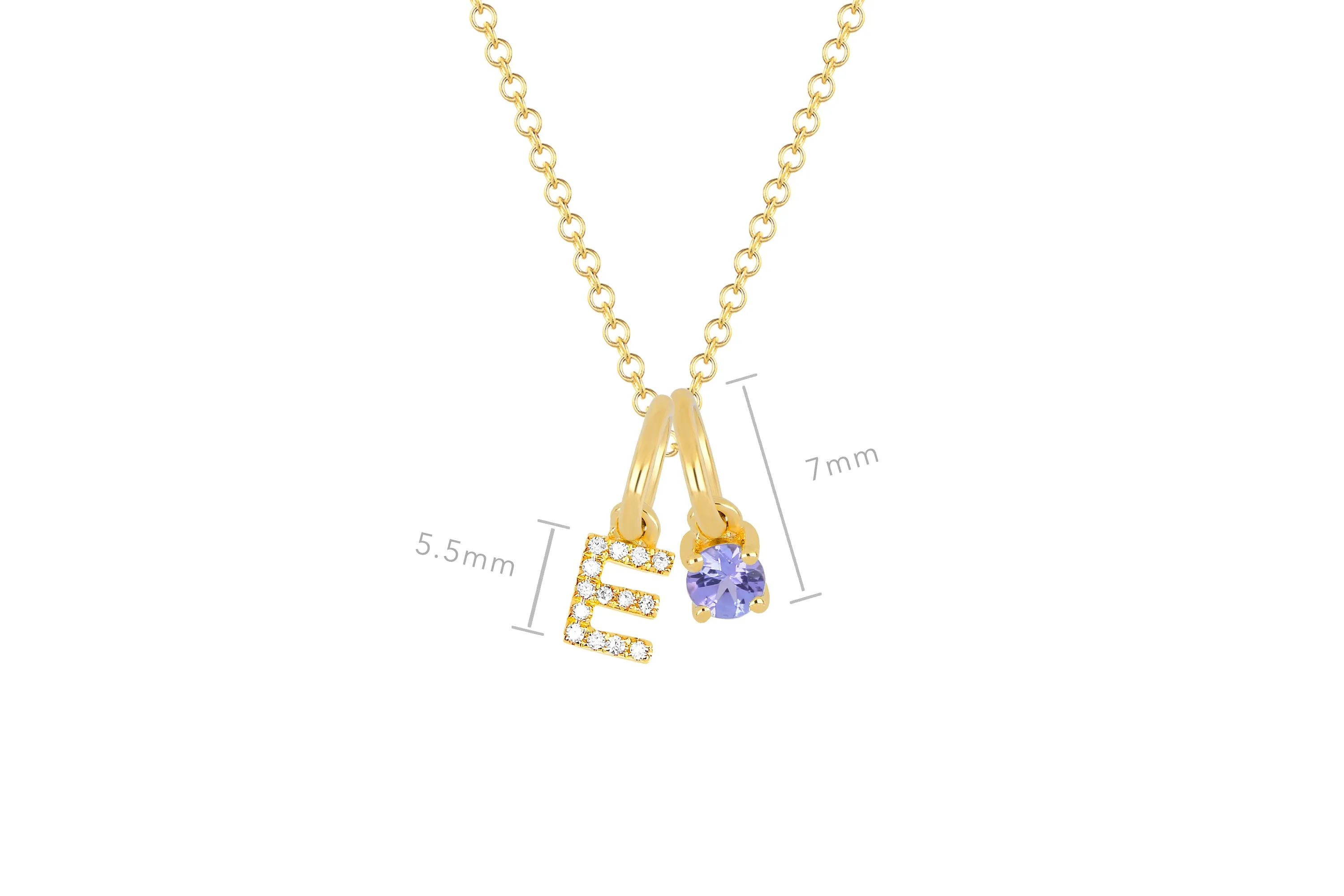 Tanzanite Birthstone Initial Charm Necklace