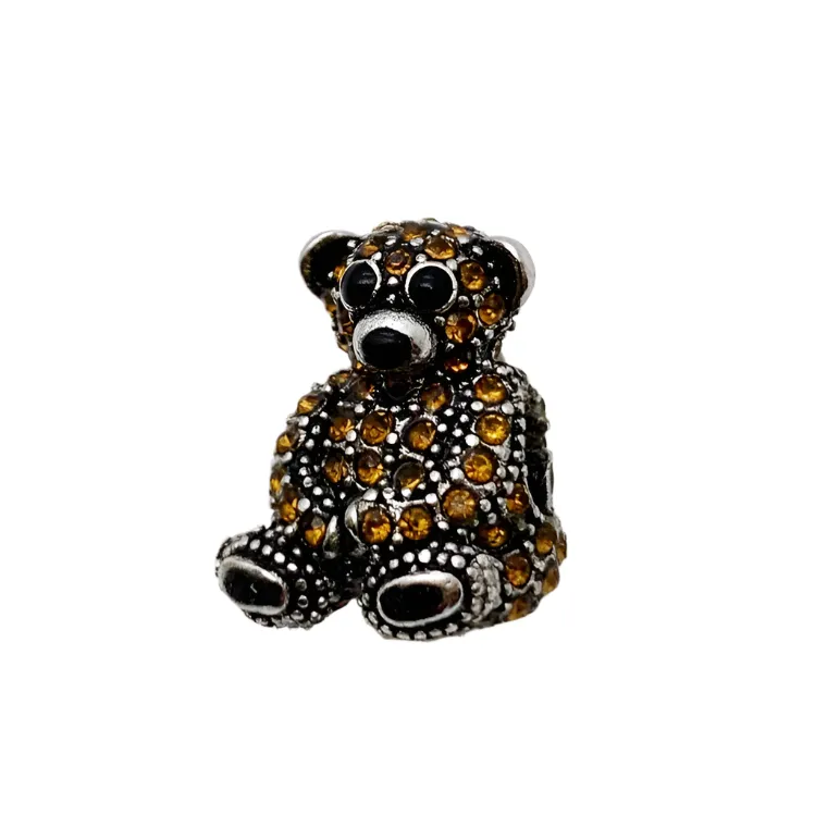 Teddy Bear with Brown Diamond Charm Pendant