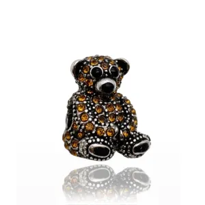 Teddy Bear with Brown Diamond Charm Pendant