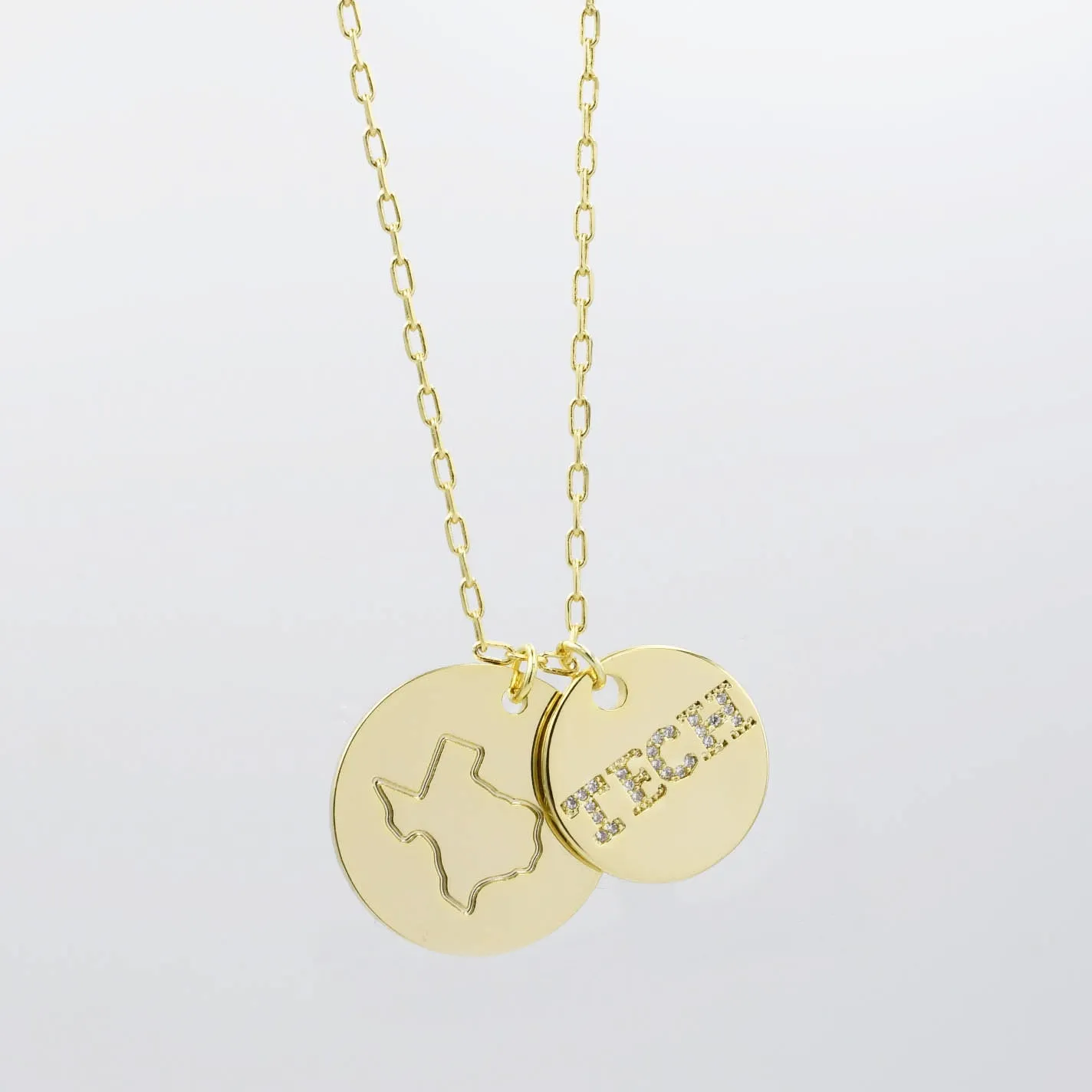 Texas Tech Double Circle Necklace Gold T31