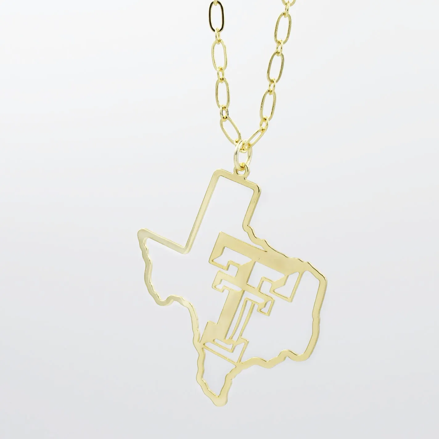 Texas Tech Map Necklace Gold T33