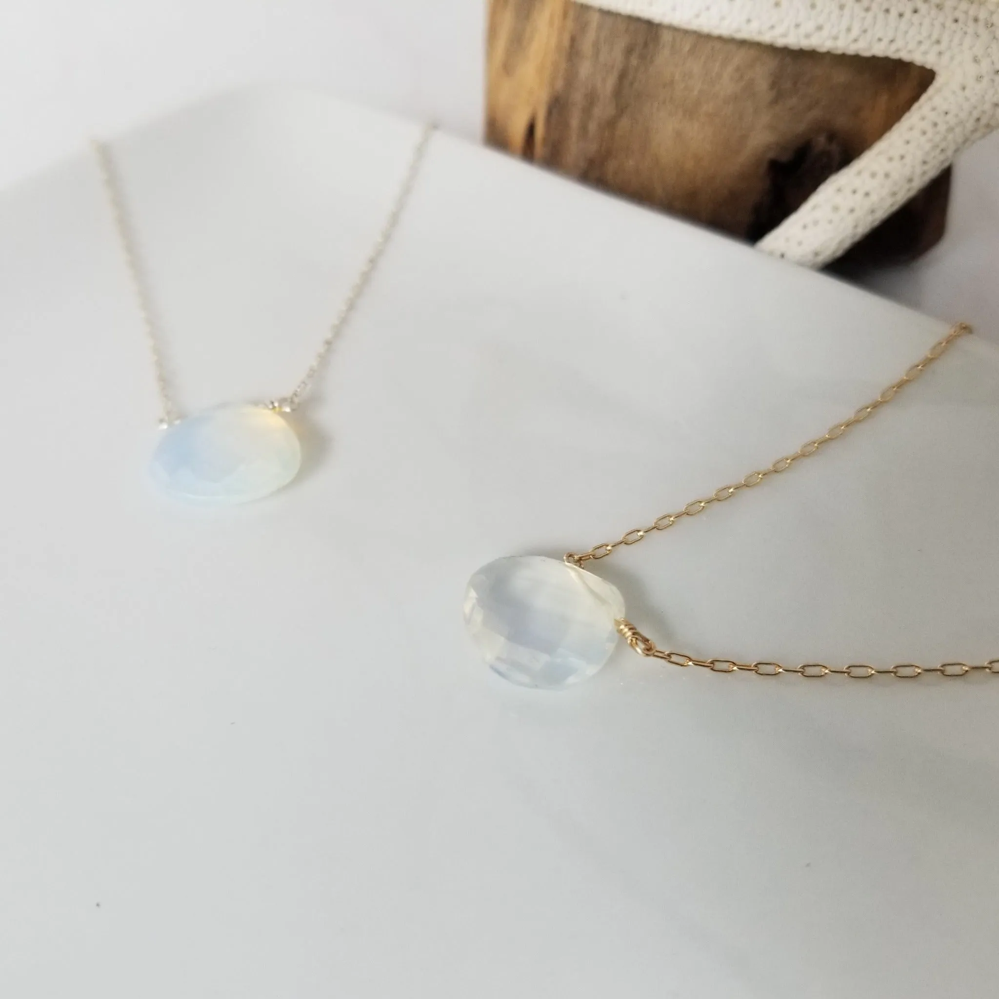 The "Shannon" - Natural Chalcedony Crystal Necklace - Sterling or Gold