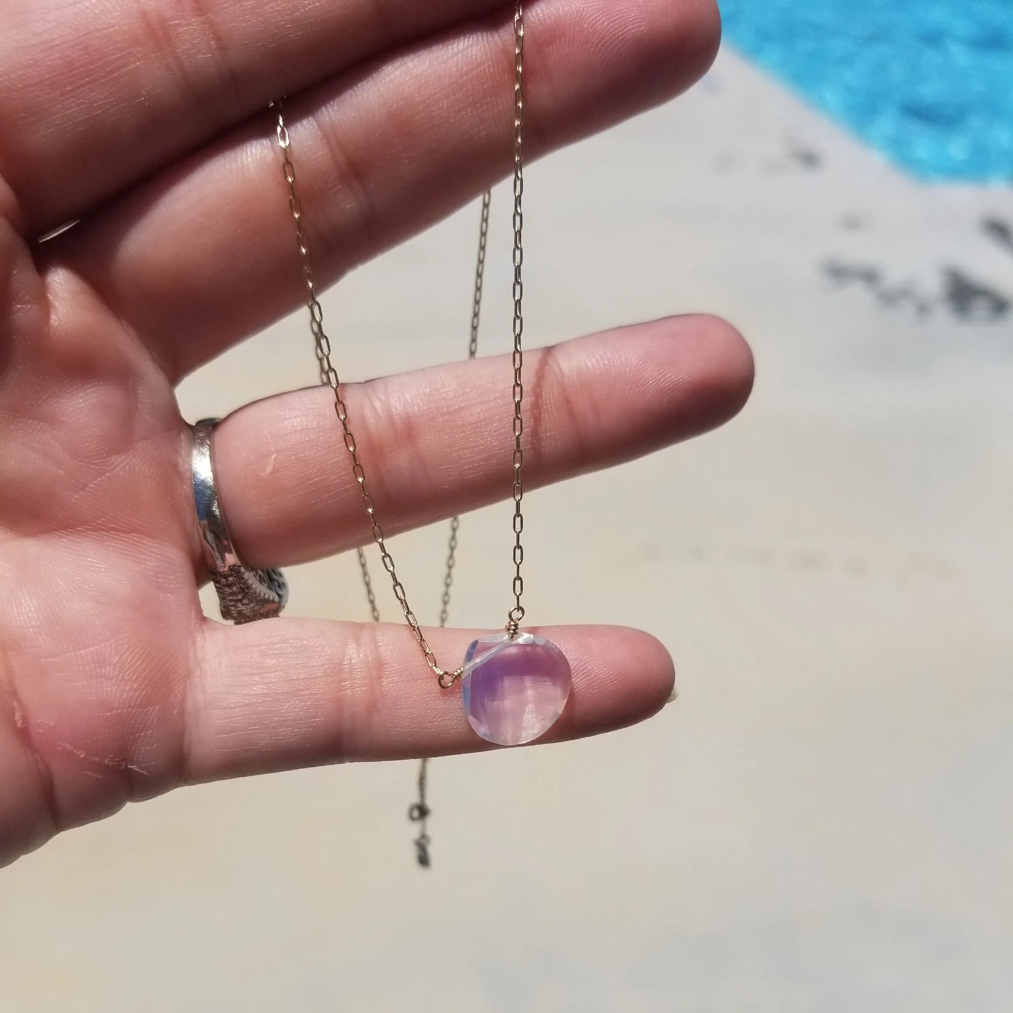 The "Shannon" - Natural Chalcedony Crystal Necklace - Sterling or Gold
