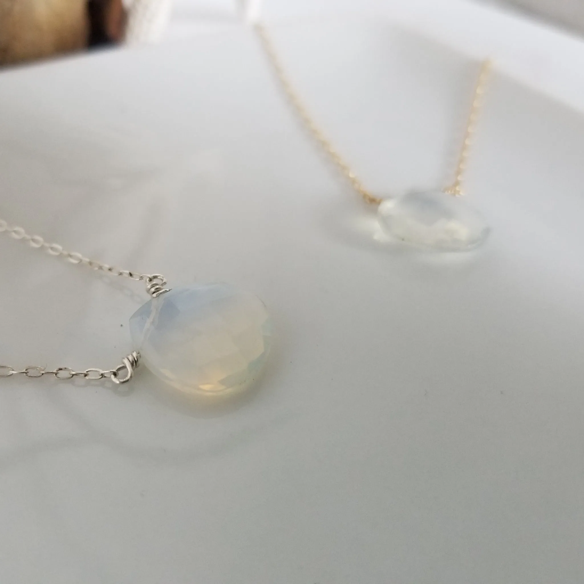 The "Shannon" - Natural Chalcedony Crystal Necklace - Sterling or Gold
