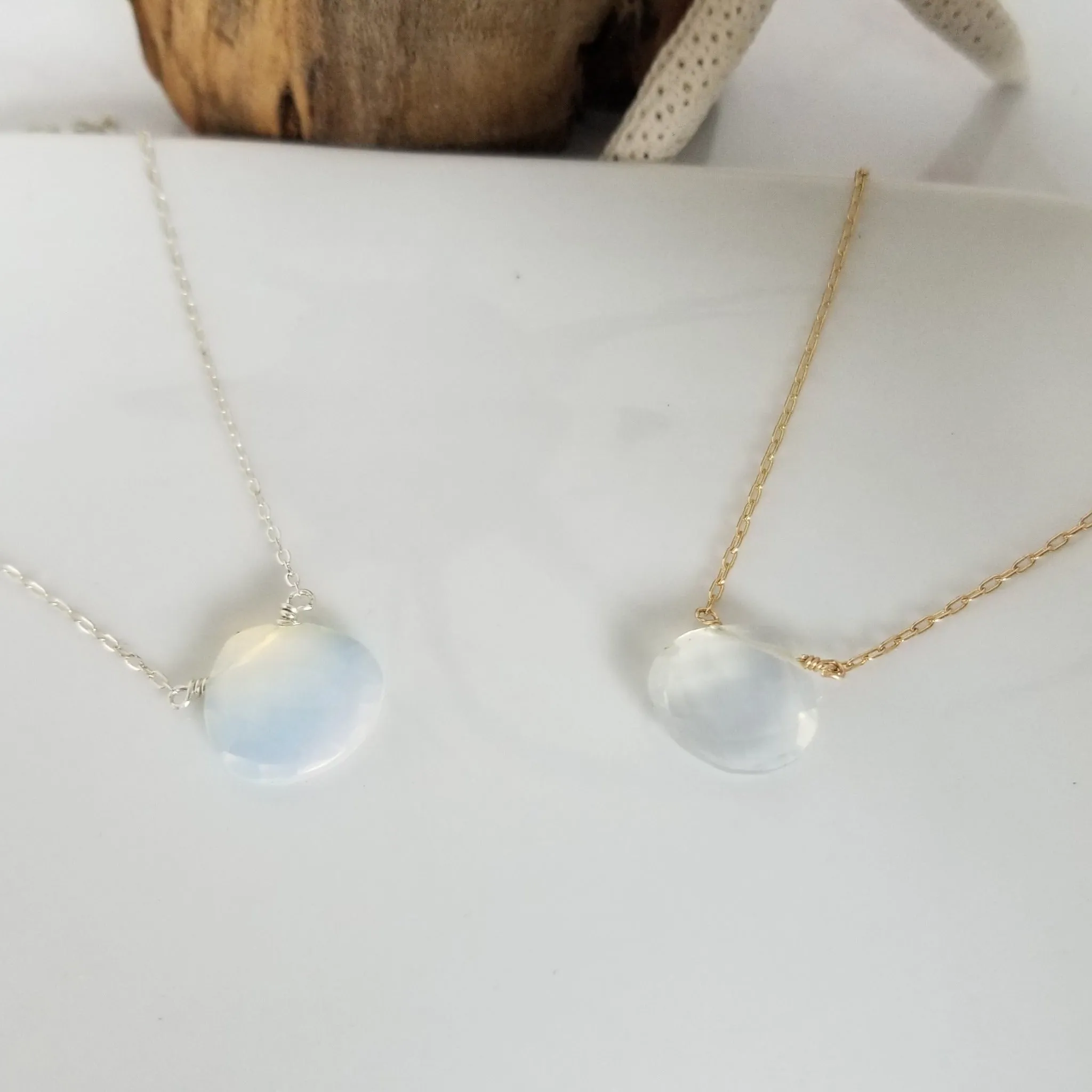 The "Shannon" - Natural Chalcedony Crystal Necklace - Sterling or Gold
