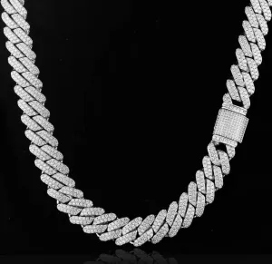 The Shining Moment II® - 13mm Iced Diamond Prong Link Cuban Choker Chain in White Gold