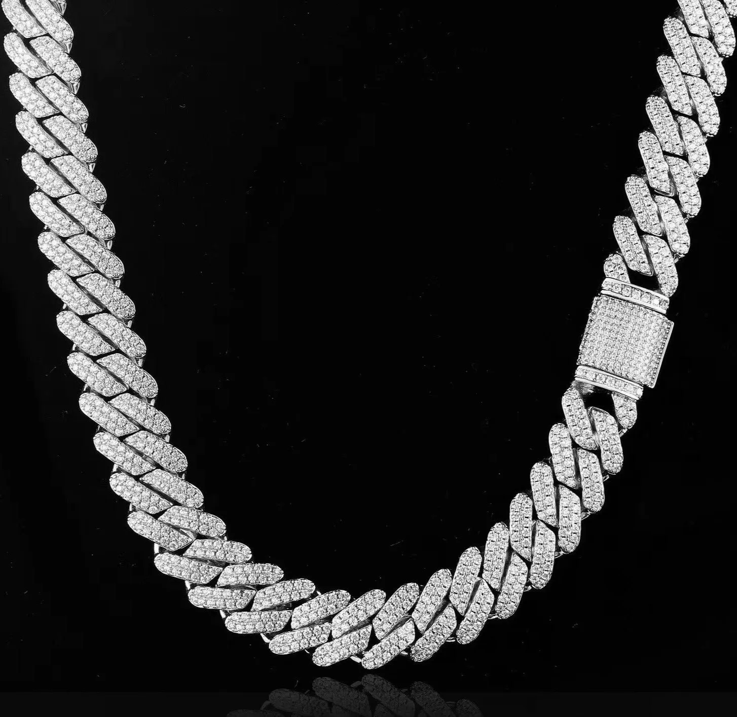 The Shining Moment II® - 13mm Iced Diamond Prong Link Cuban Choker Chain in White Gold