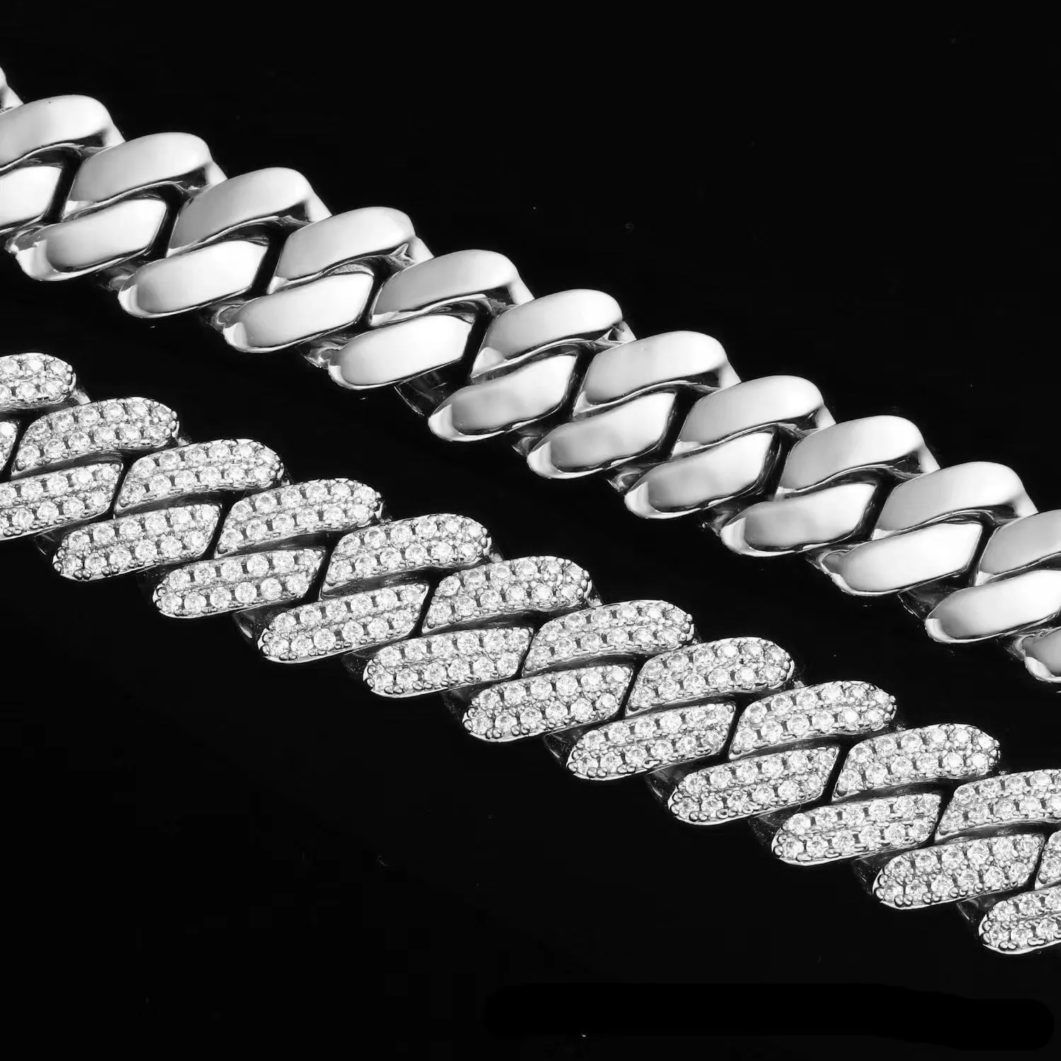 The Shining Moment II® - 13mm Iced Diamond Prong Link Cuban Choker Chain in White Gold
