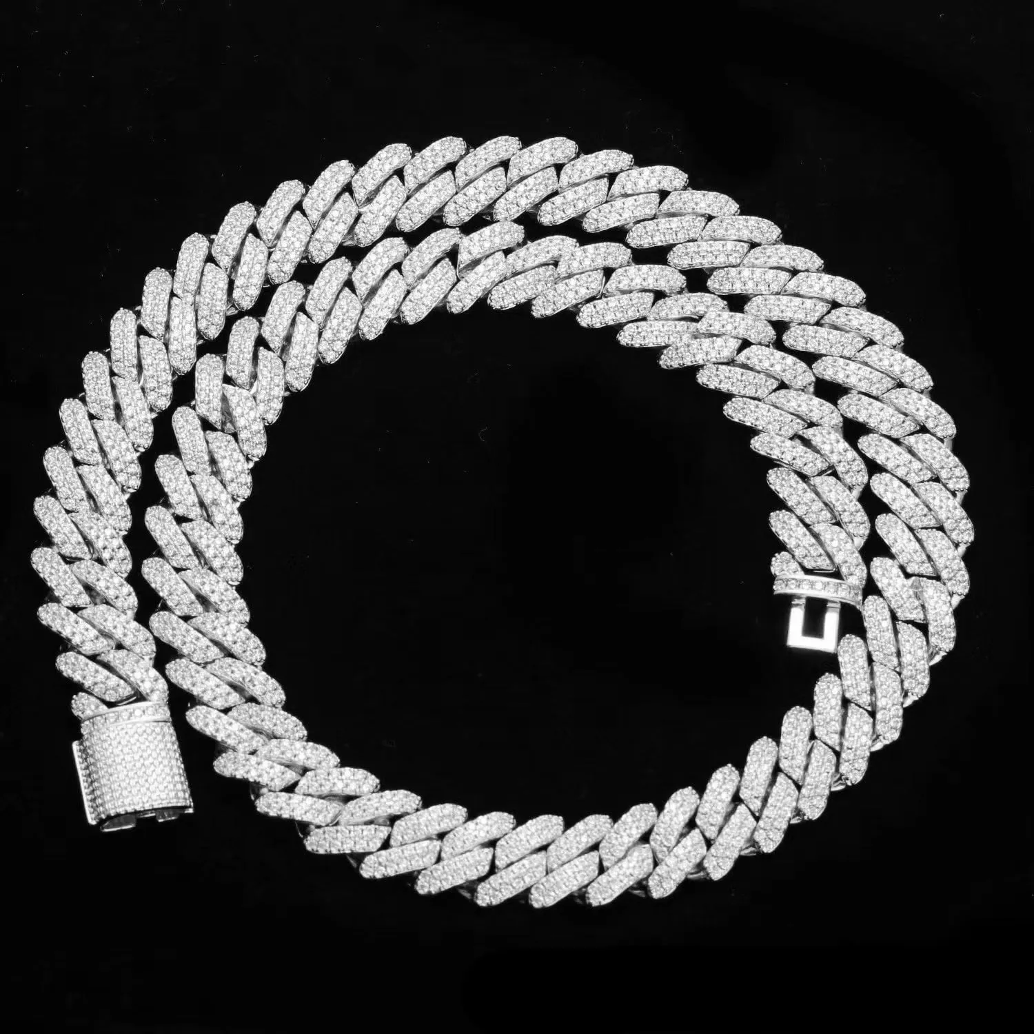 The Shining Moment II® - 13mm Iced Diamond Prong Link Cuban Choker Chain in White Gold