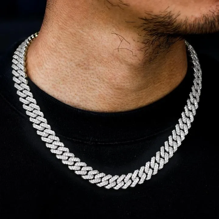 The Shining Moment II® - 13mm Iced Diamond Prong Link Cuban Choker Chain in White Gold