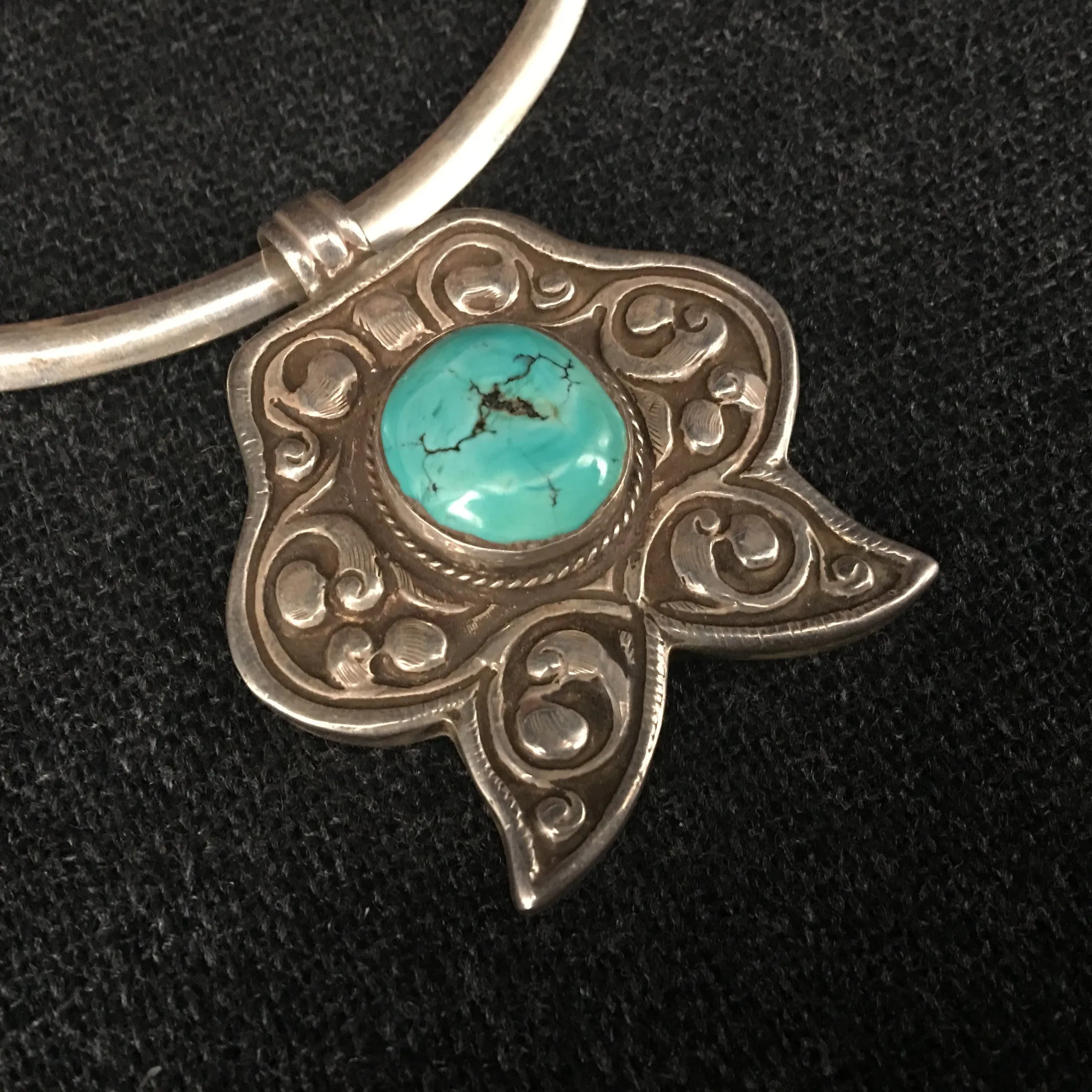Tibetan Turquoise and Silver Pendant