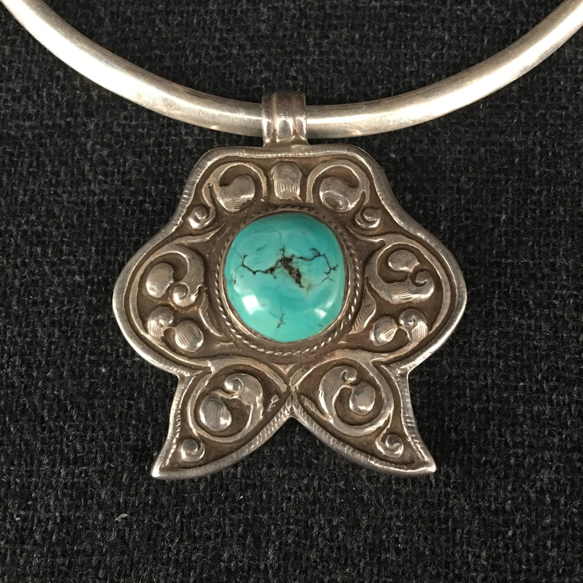 Tibetan Turquoise and Silver Pendant