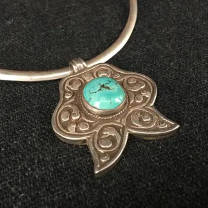 Tibetan Turquoise and Silver Pendant