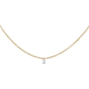 Tiny Floating Diamond Necklace 14K