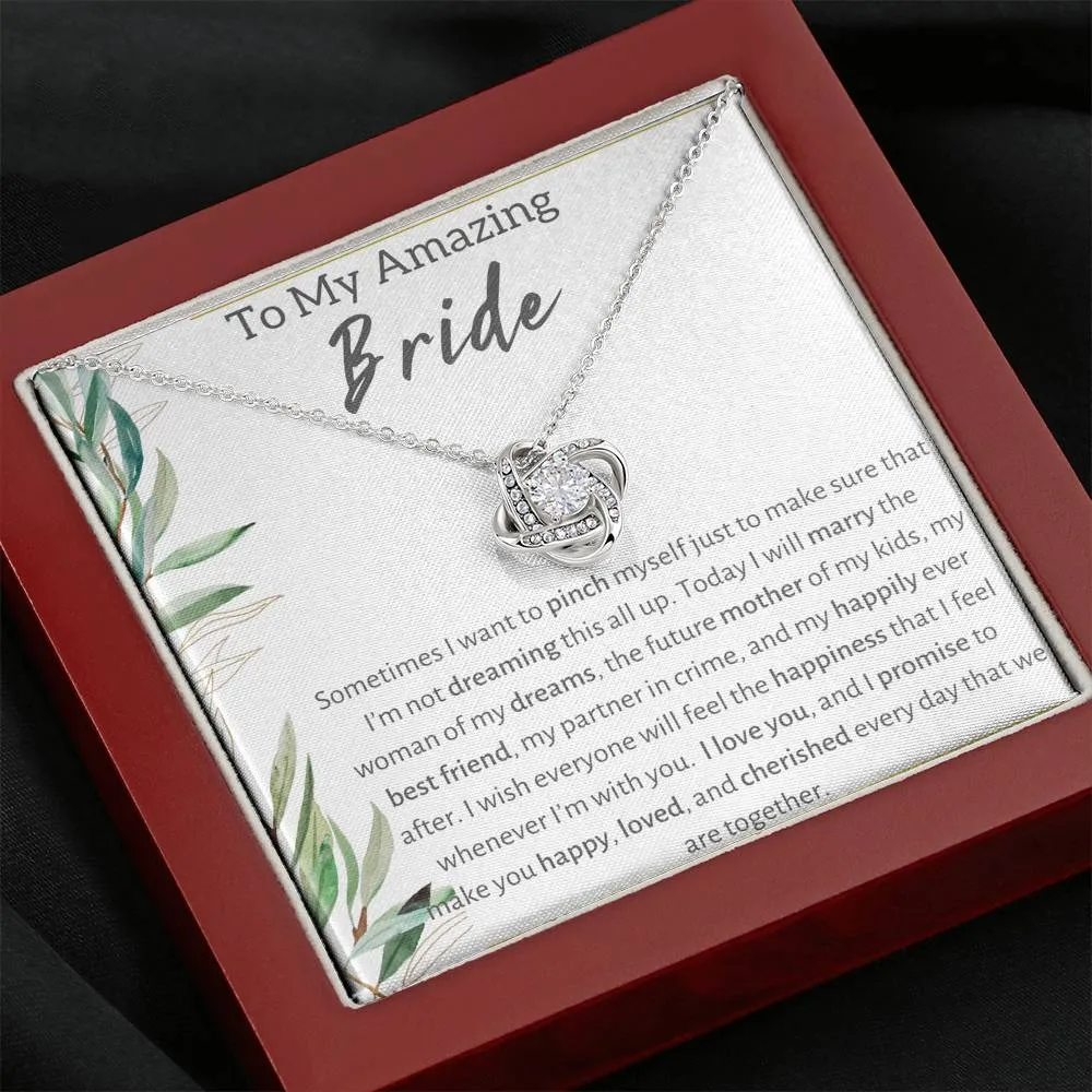 To My Amazing Bride From Groom Love Knot Necklace