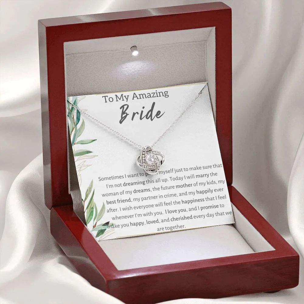To My Amazing Bride From Groom Love Knot Necklace