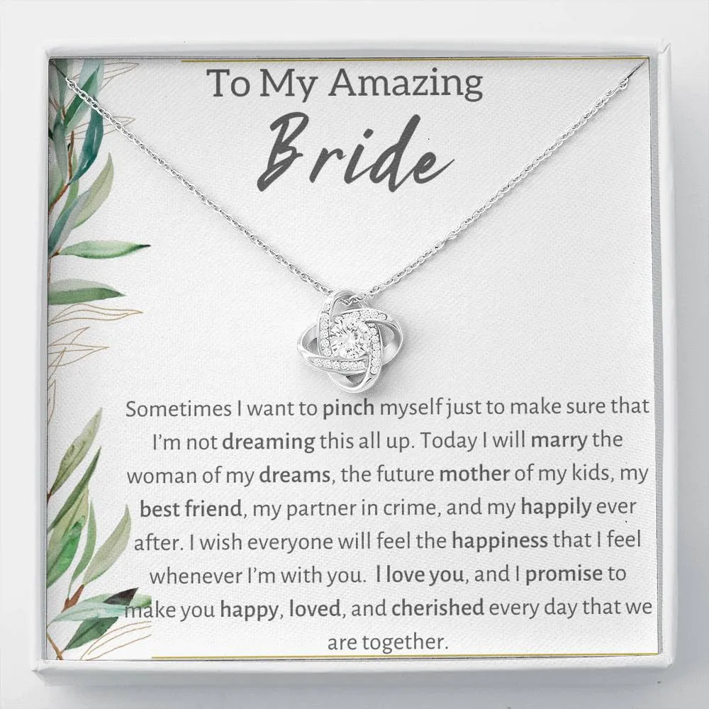 To My Amazing Bride From Groom Love Knot Necklace