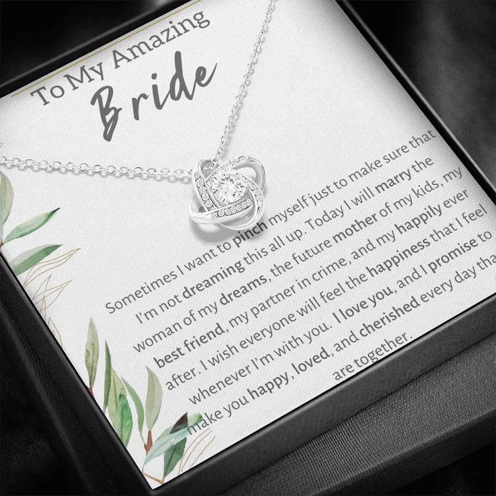 To My Amazing Bride From Groom Love Knot Necklace