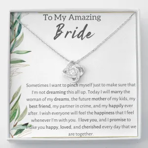 To My Amazing Bride From Groom Love Knot Necklace