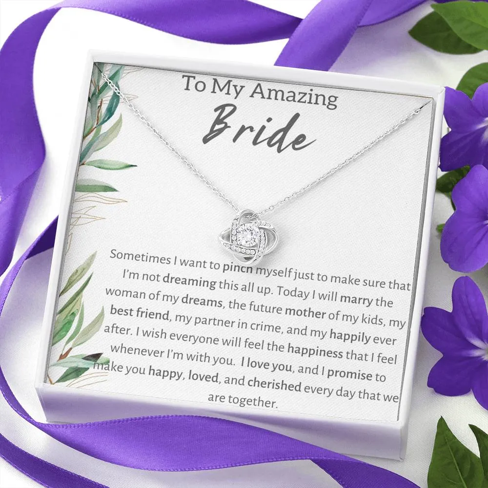 To My Amazing Bride From Groom Love Knot Necklace