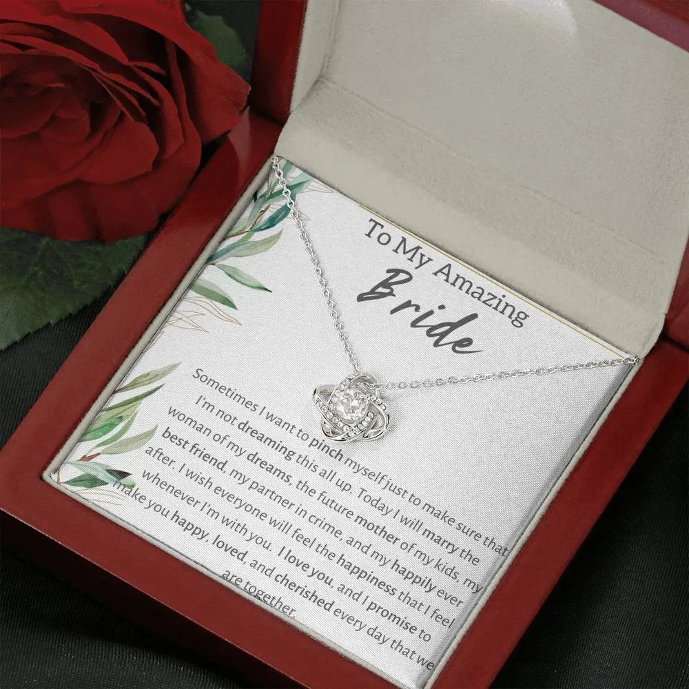 To My Amazing Bride From Groom Love Knot Necklace