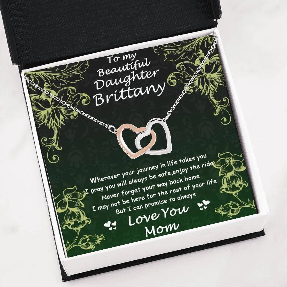 TO MY BEAUTIFUL DAUGHTER ~ INTERLOCKING HEARTS FOREVER NECKLACE