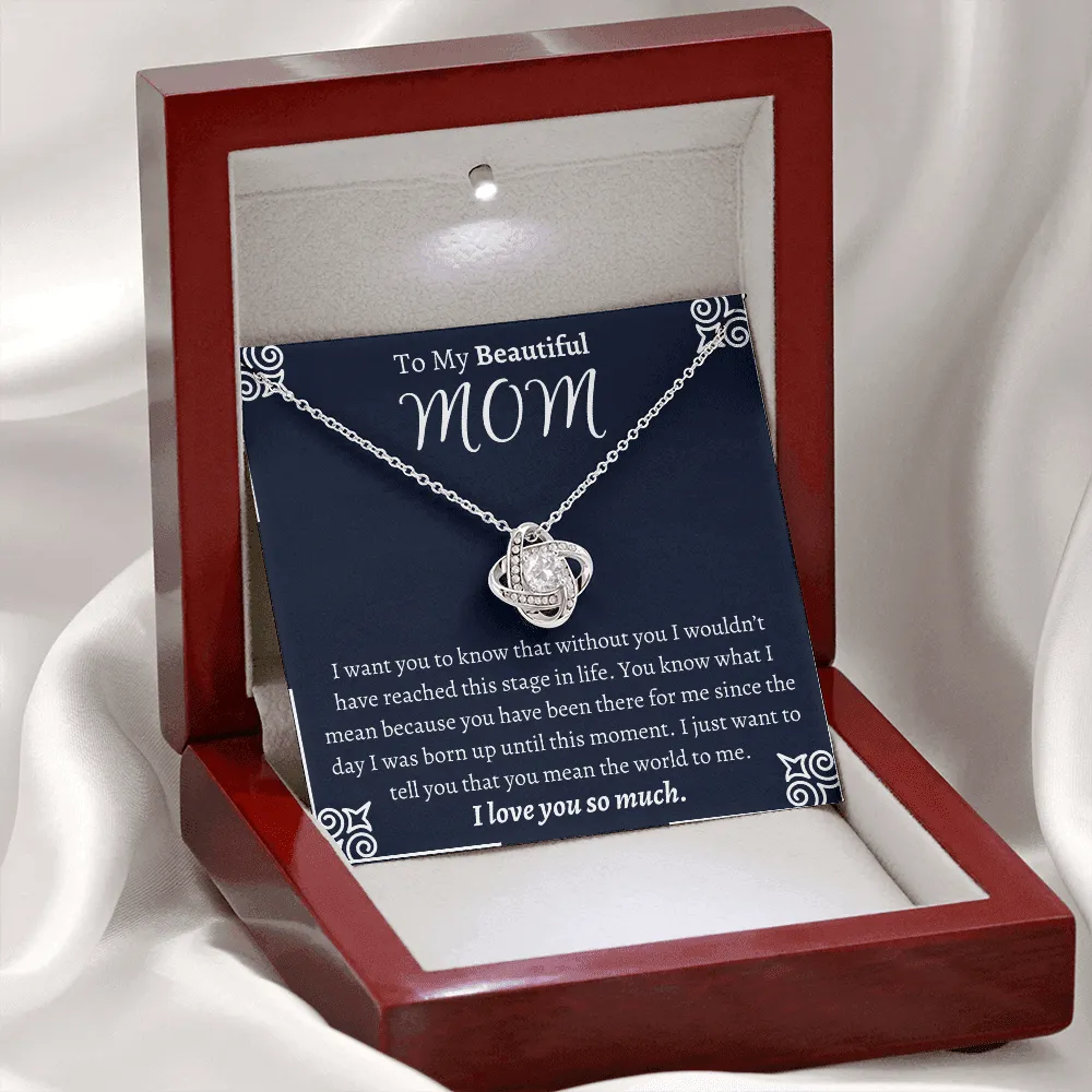 To My Beautiful Mom Love Knot Necklace