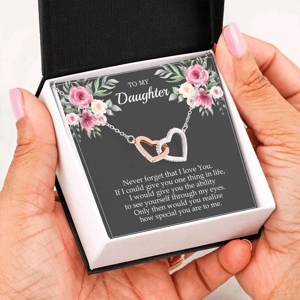 To My Daughter - Two Interlocking Hearts Necklace - IHN0007