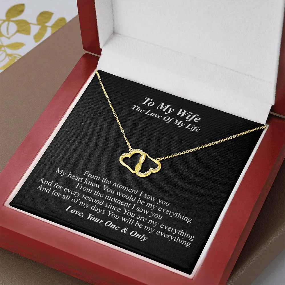 To My Wife Necklace Gift with Message Card - Everlasting Love Solid Gold Necklace