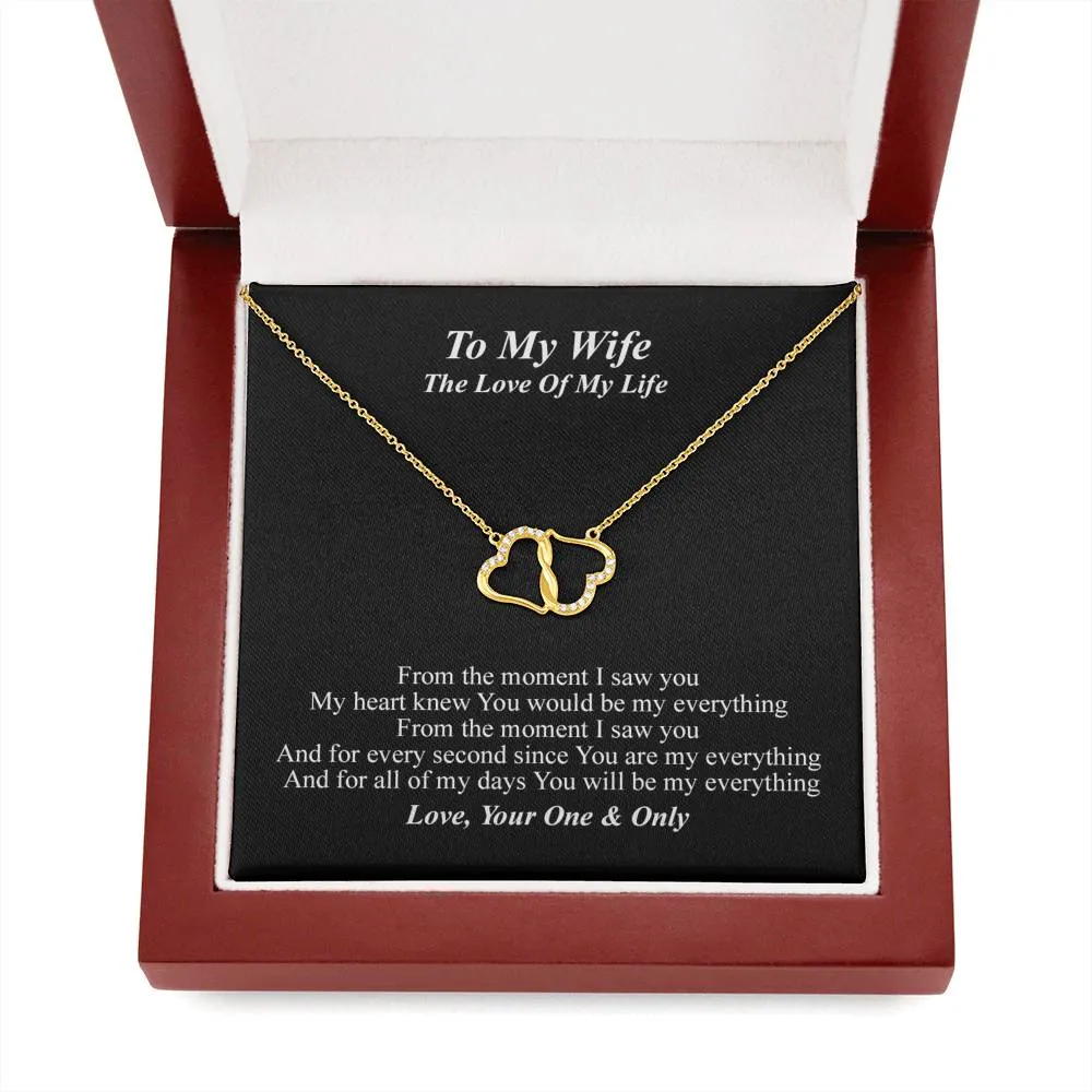To My Wife Necklace Gift with Message Card - Everlasting Love Solid Gold Necklace