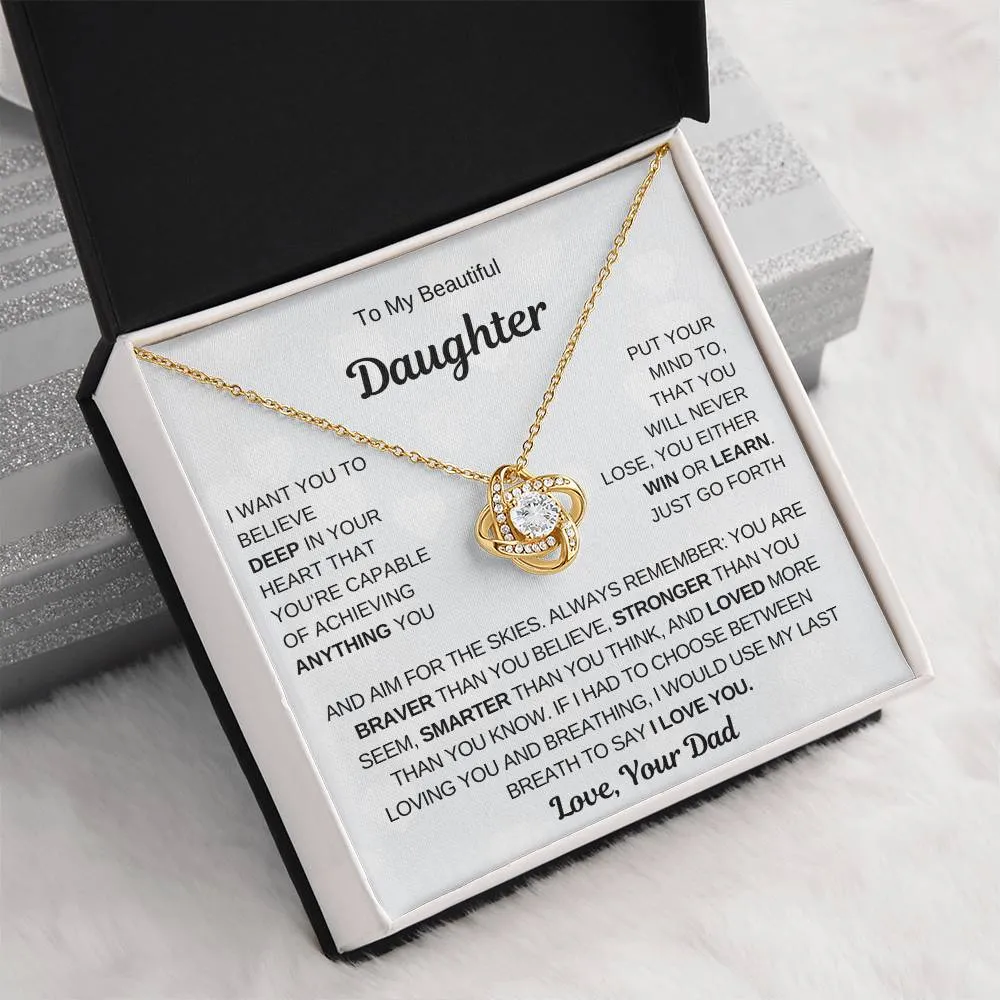 Top Gift For Daughter, To My Daughter From Dad ,To My Daughter From Mom , Daughter Necklace Gift, Love Knot Necklace