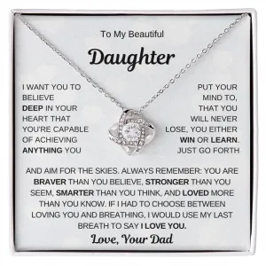 Top Gift For Daughter, To My Daughter From Dad ,To My Daughter From Mom , Daughter Necklace Gift, Love Knot Necklace
