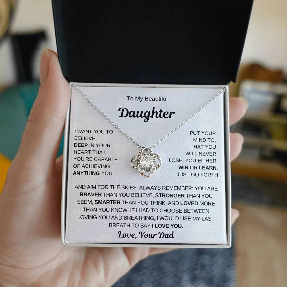 Top Gift For Daughter, To My Daughter From Dad ,To My Daughter From Mom , Daughter Necklace Gift, Love Knot Necklace