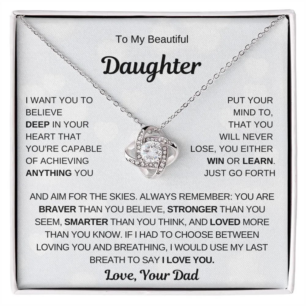 Top Gift For Daughter, To My Daughter From Dad ,To My Daughter From Mom , Daughter Necklace Gift, Love Knot Necklace