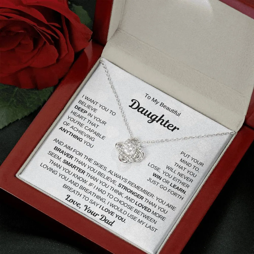 Top Gift For Daughter, To My Daughter From Dad ,To My Daughter From Mom , Daughter Necklace Gift, Love Knot Necklace