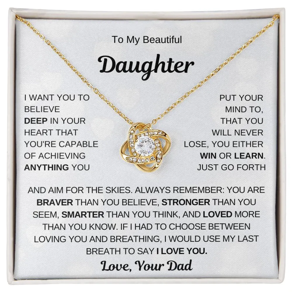 Top Gift For Daughter, To My Daughter From Dad ,To My Daughter From Mom , Daughter Necklace Gift, Love Knot Necklace