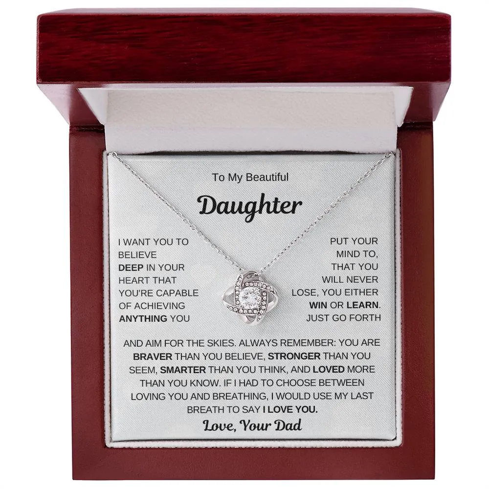 Top Gift For Daughter, To My Daughter From Dad ,To My Daughter From Mom , Daughter Necklace Gift, Love Knot Necklace