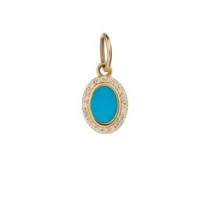 Turquoise & Diamond Oval Charm
