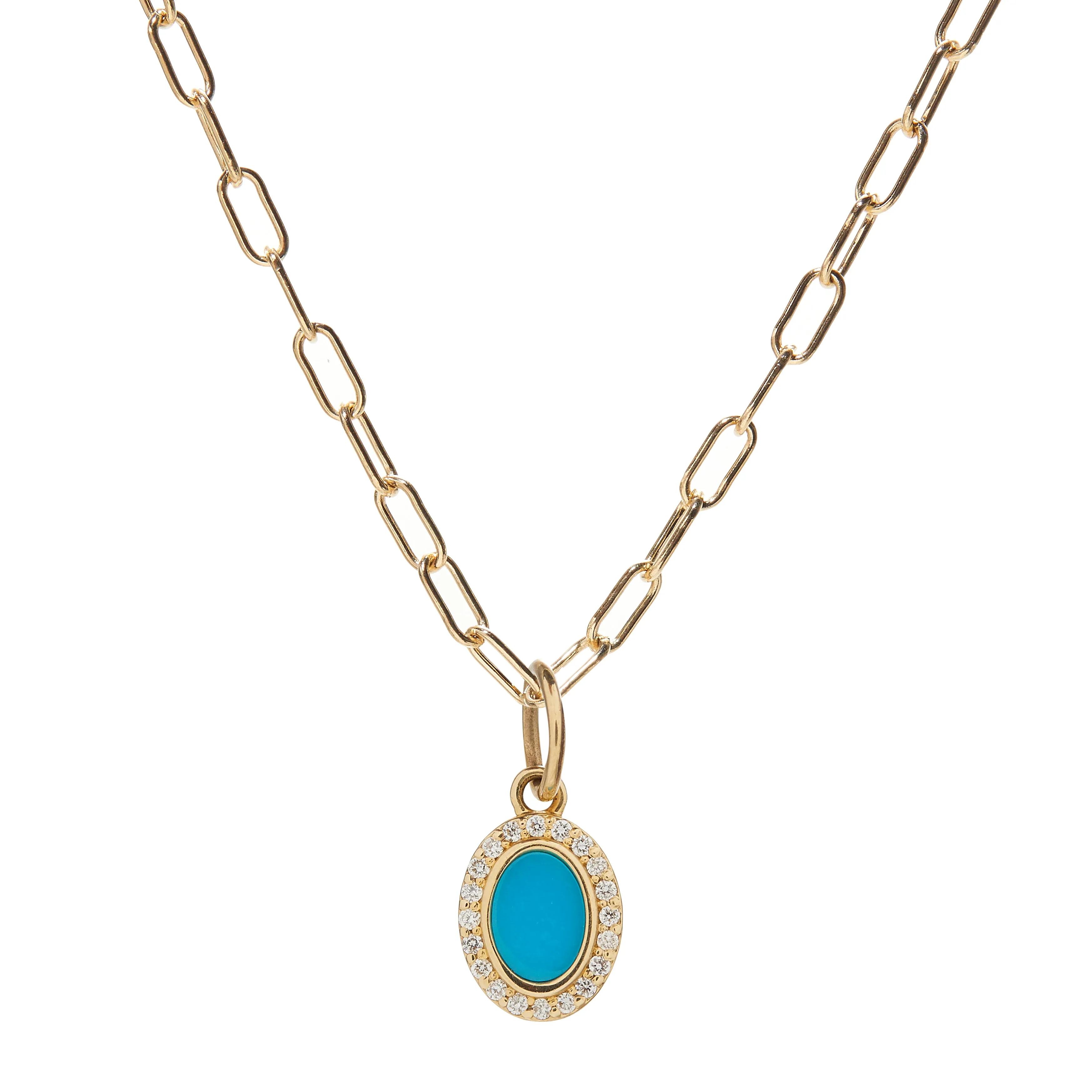 Turquoise & Diamond Oval Charm