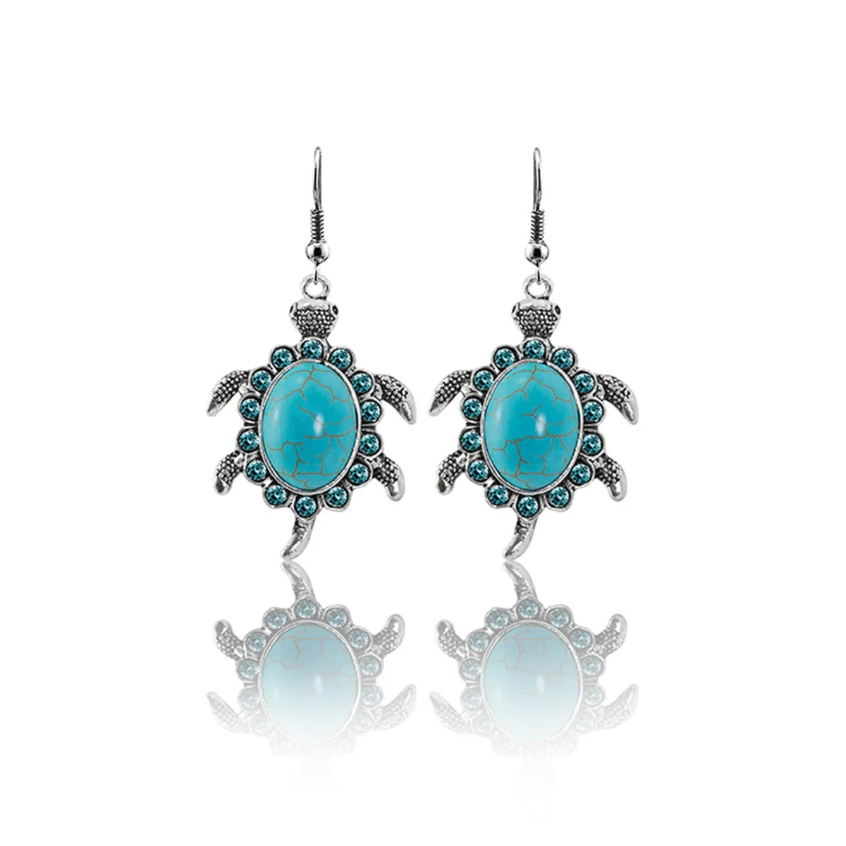 Turquoise Sea Turtle Drop Earrings & Pendant Necklace