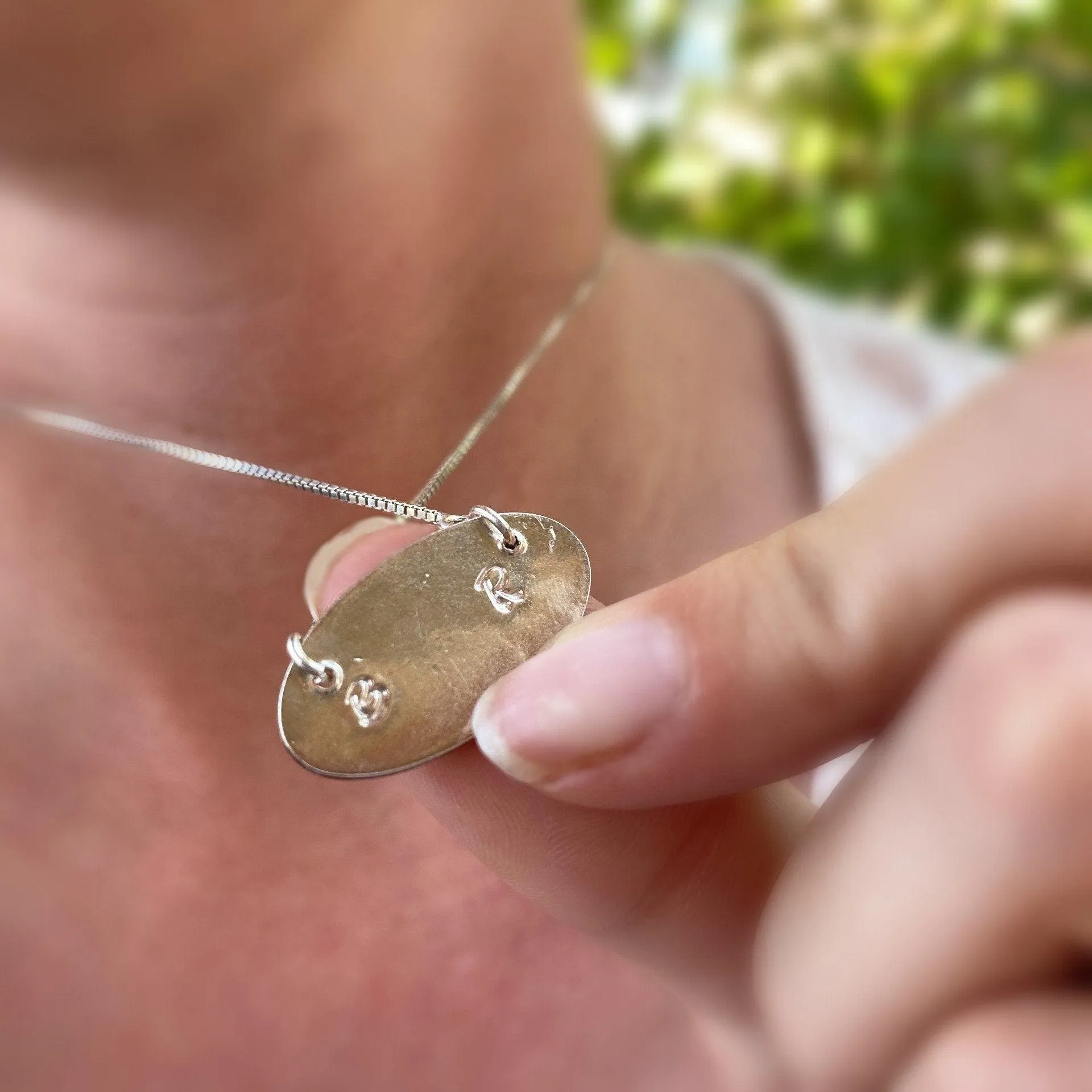 Two Fingerprints Side-by-Side - Sterling Silver Necklace,