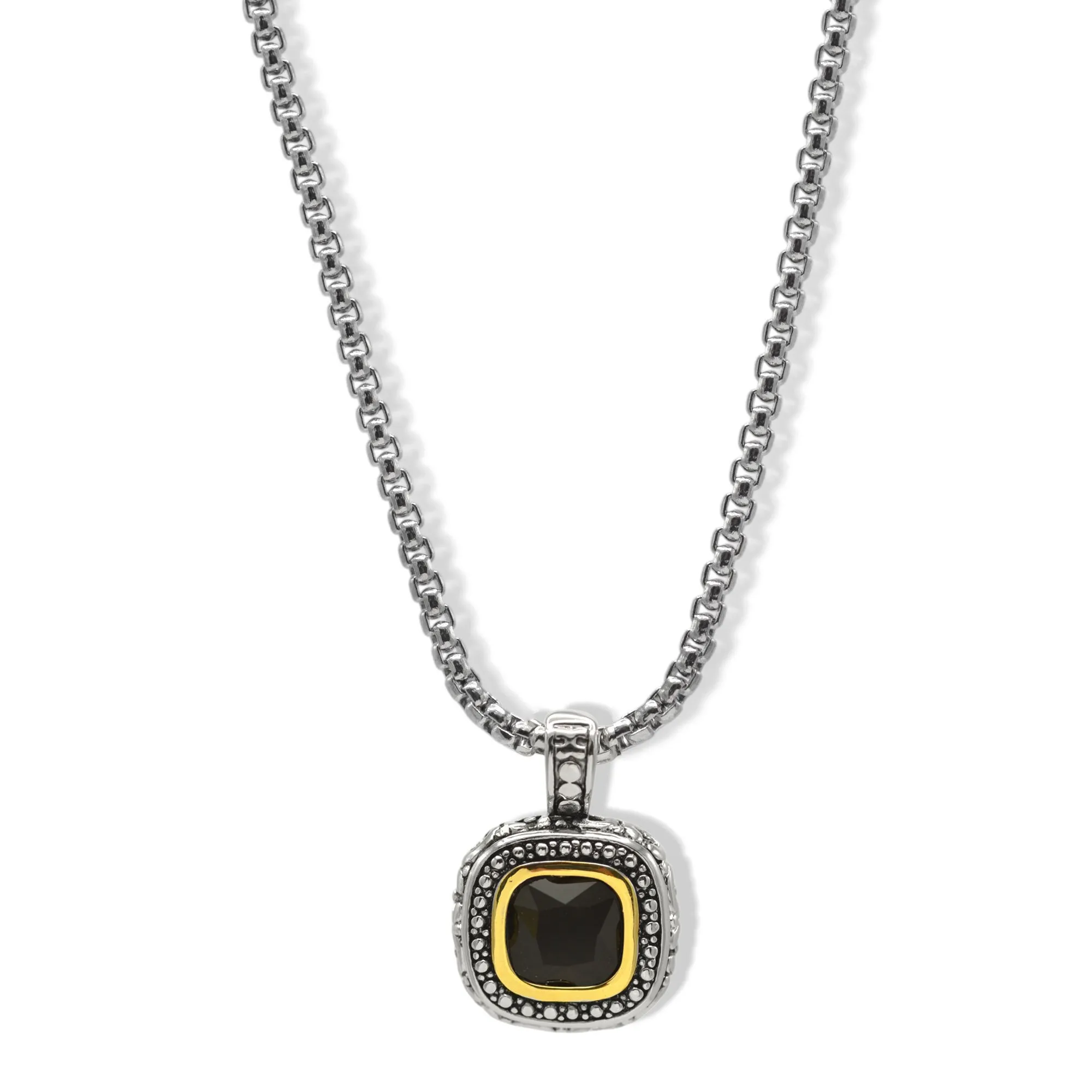Two-Tone Crystal Square Pendant Box Chain Necklace #23172EH Explore More Colors 🔴 🟠 🔵 🟣 ⚪ ⚫23171EH