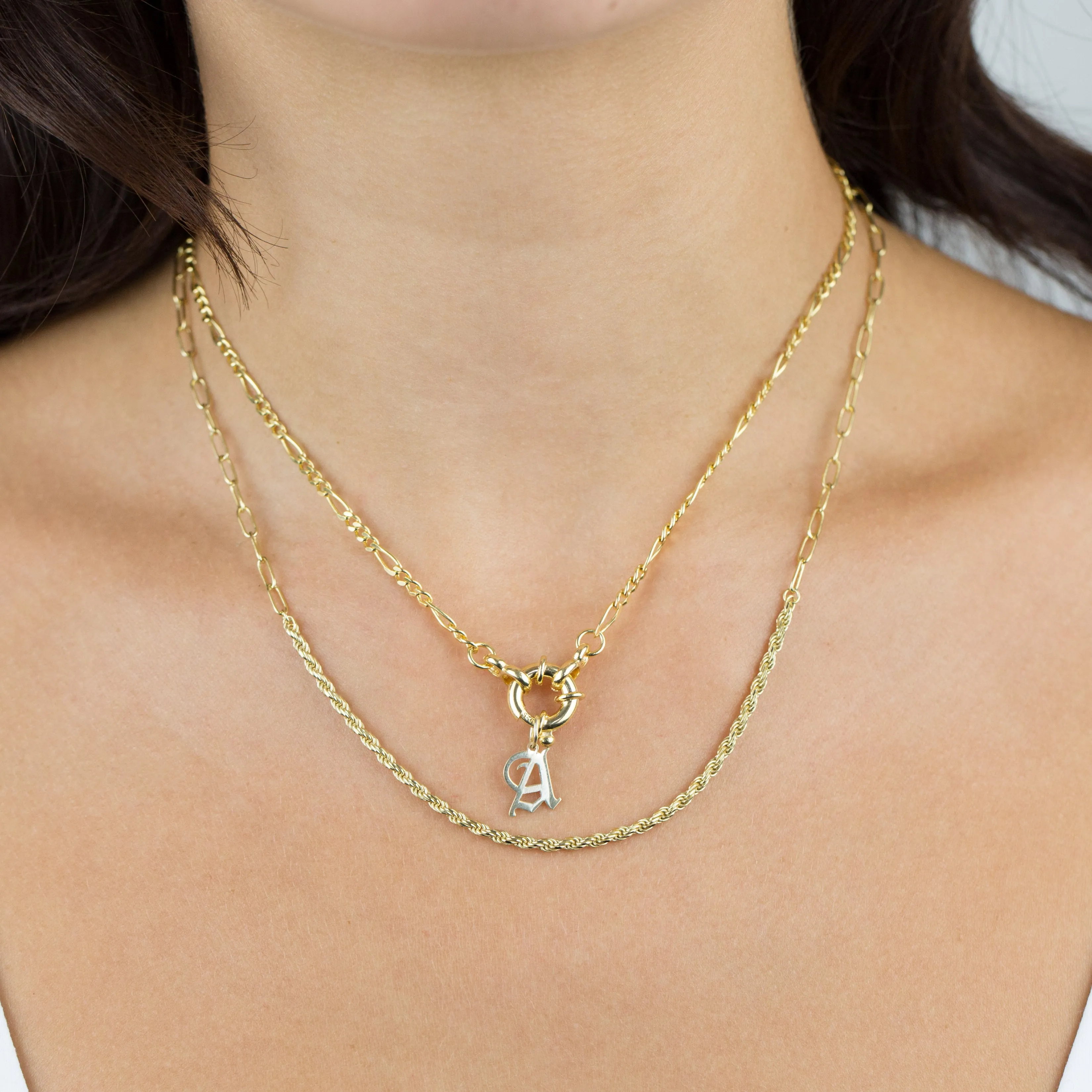 Uppercase Old English Initial Necklace Charm