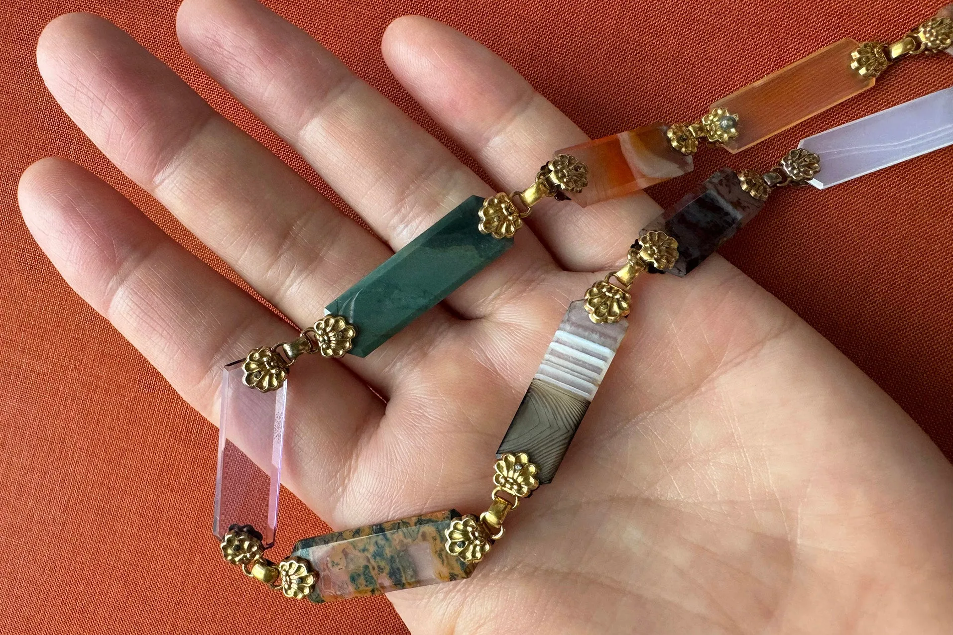 Victorian Agate Link Necklace