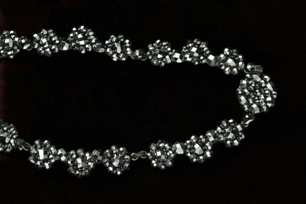 Victorian Cut Steel Necklace with Cross Pendant