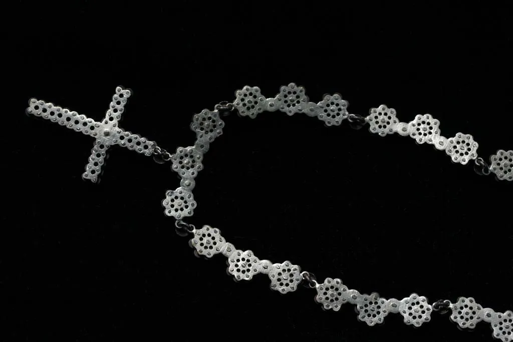 Victorian Cut Steel Necklace with Cross Pendant
