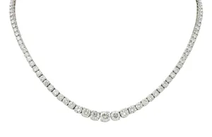 Vintage 14.00 CTW Graduated Diamond Platinum Riviera Necklace