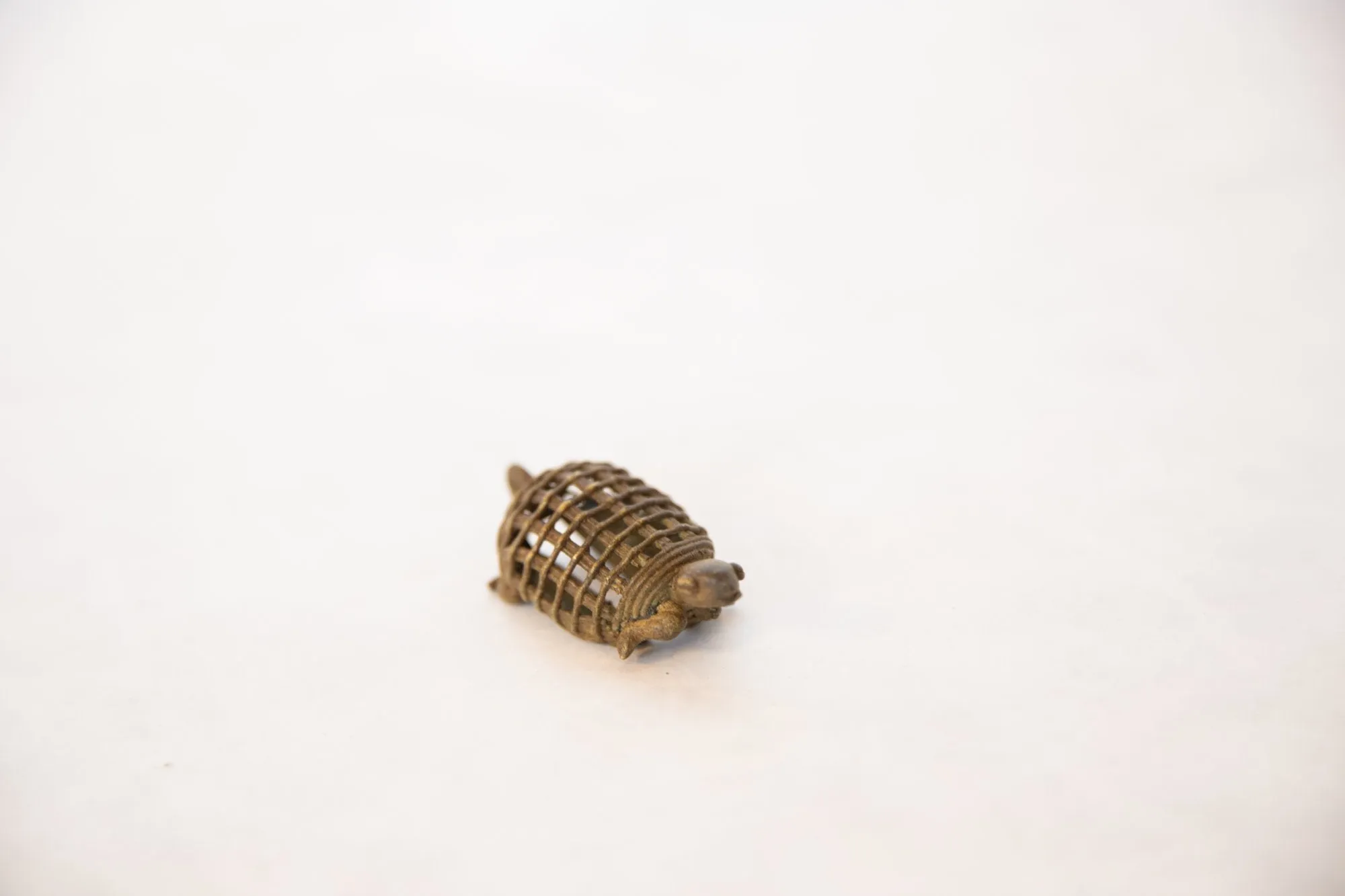 Vintage African Large Bronze Mesh Design Turtle Pendant
