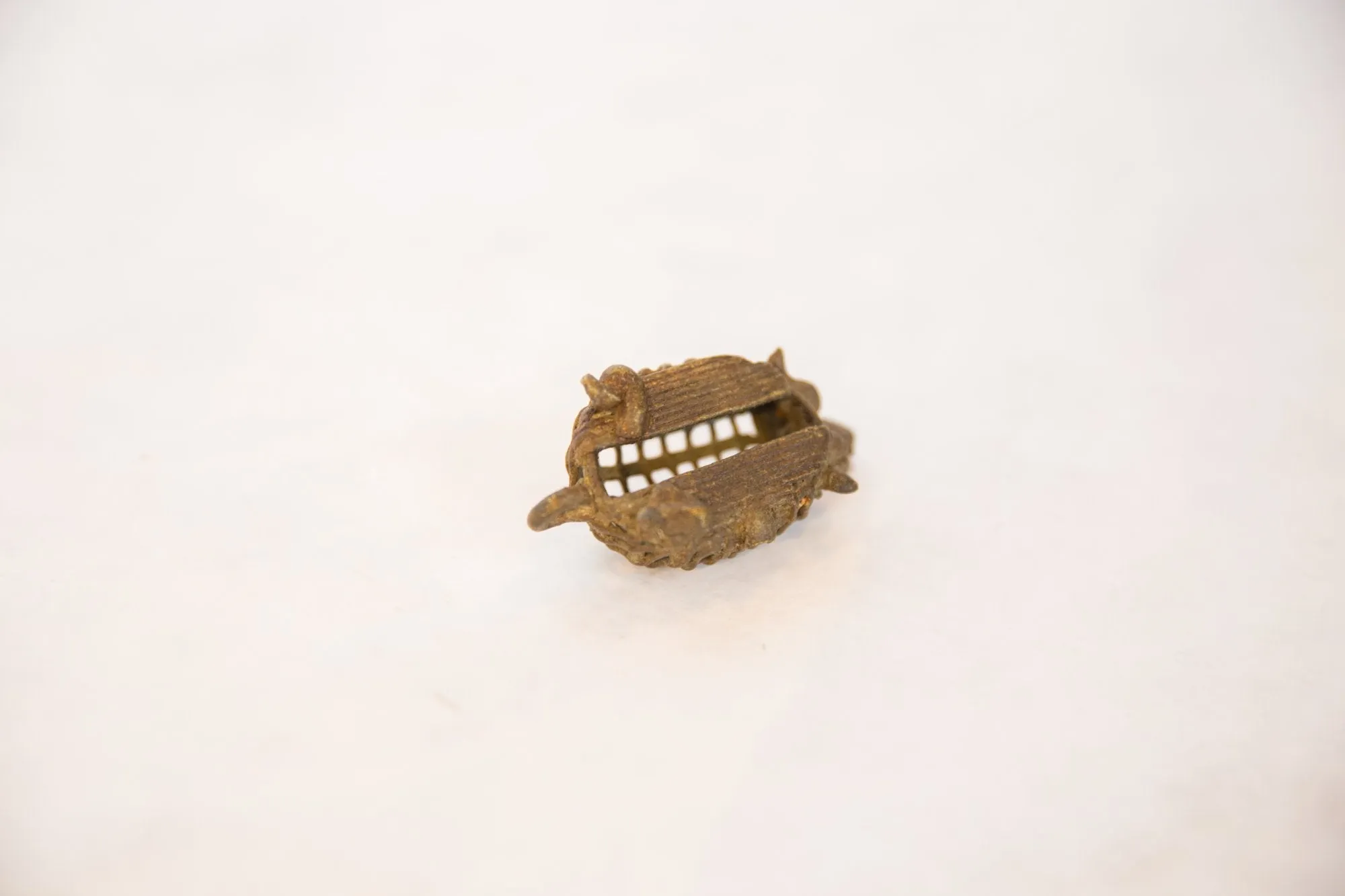 Vintage African Large Bronze Mesh Design Turtle Pendant