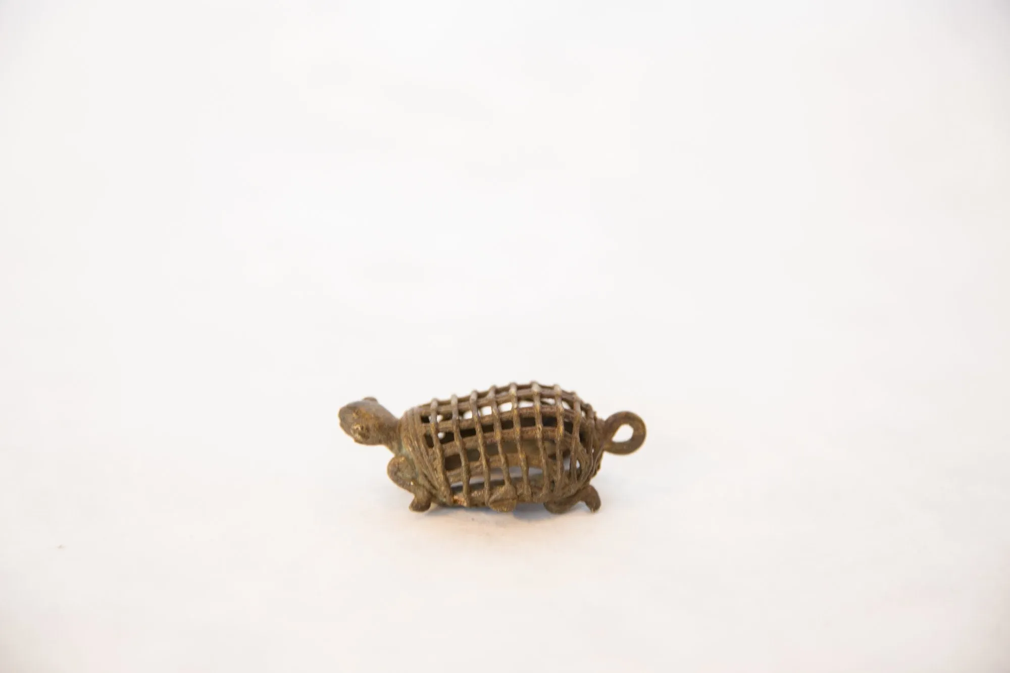 Vintage African Large Bronze Mesh Design Turtle Pendant